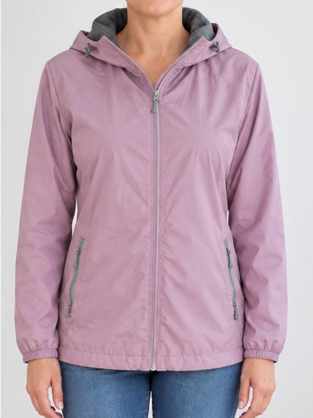 Vintage Free Country Purple Faux Fur Lined Hooded Windbreaker Jacket Sz L Y2K